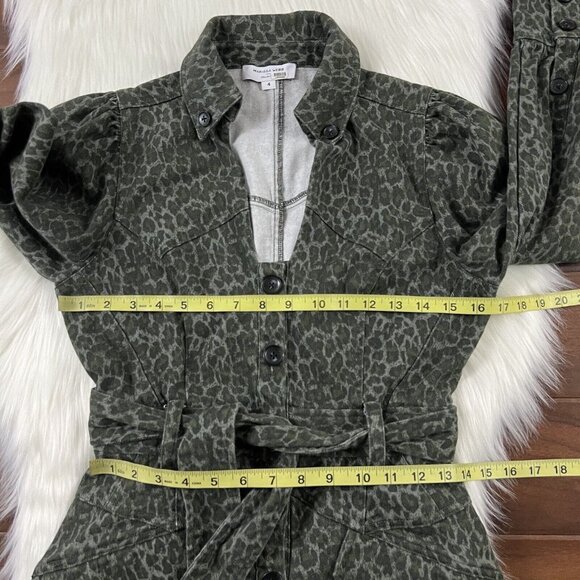 Marissa Webb Size 4 Mera Canvas Leopard‎ Button Up Mini Dress Belted - Picture 5 of 11